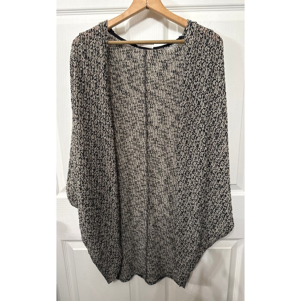 Poetry Black & White Knit Lightweight Drop Shoulder Open Front Cardigan, L